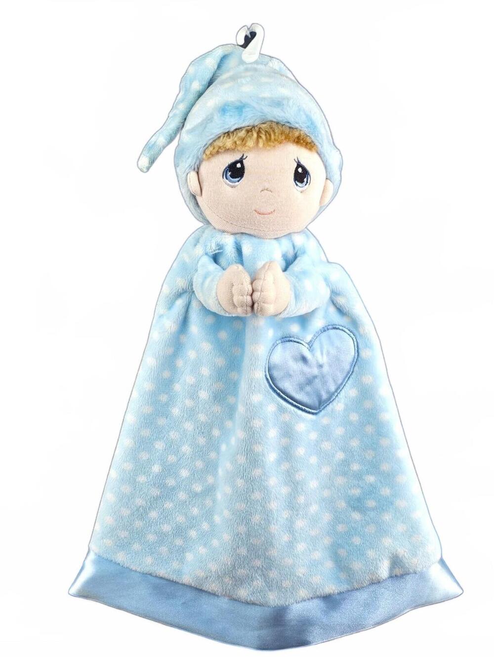 NWT Precious Moments Lovey Blanket Security Lovie Blue Boy Praying Angel Baby